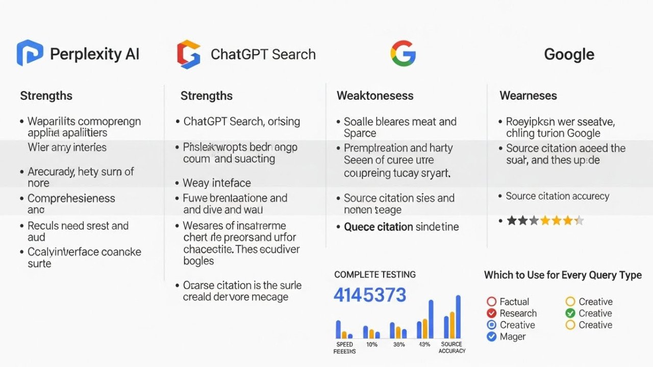 Perplexity AI vs ChatGPT Search vs Google: Complete Testing & Which to Use for Every Query Type