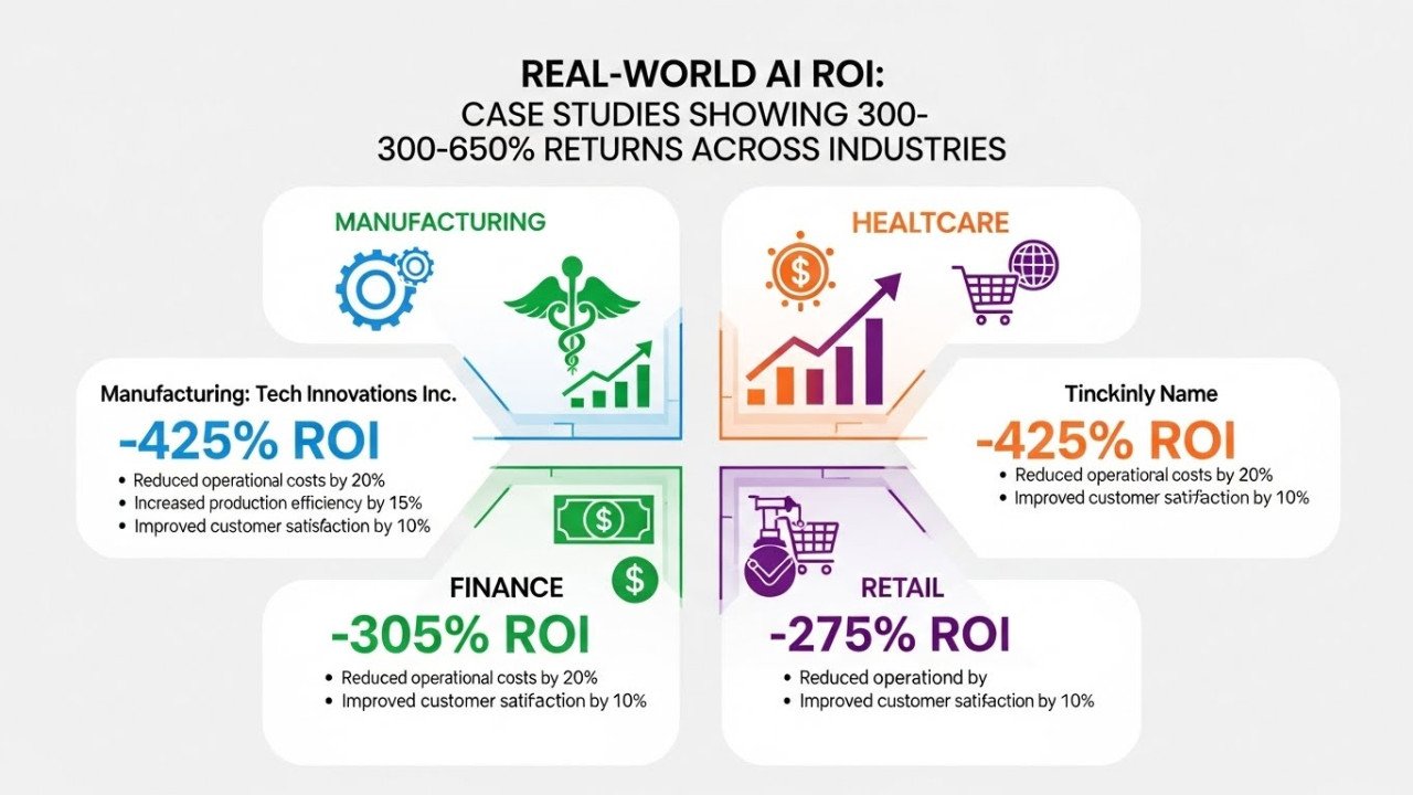 Real-World AI ROI: Case Studies Showing 300–650% Returns Across Industries (With Exact Metrics